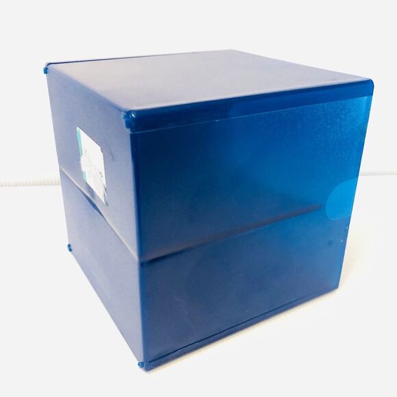 Retro Style Cobalt Blue Hard Plastic Cubed Storage Bin - Picture 4 of 6